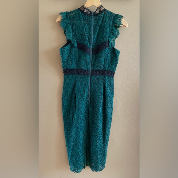 BARDOT Latoya Hunt Green Lace Sheath Midi Dress size US 6/S - Picture 2 of 7